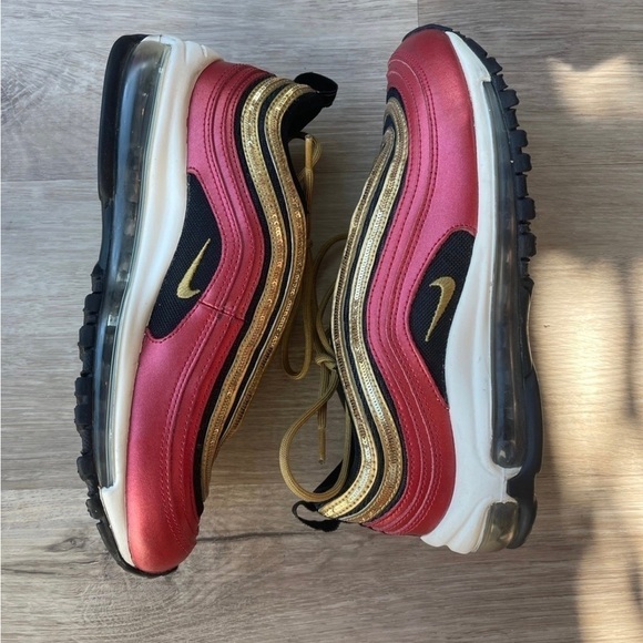 Nike Shoes - NIKE WOMENS AIR MAX 97 RED METALLIC GOLD SEQUIN SIZE 7.5